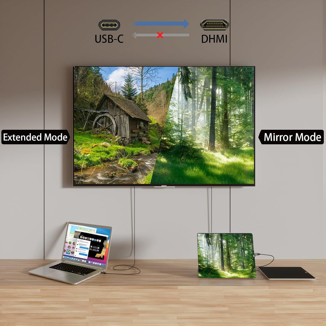 USB C auf HDMI Kabel 15 M,Typ-C auf HDMI 4K UHD(Thunderbolt 4/3 kompatibel),mit 90-Grad und 270-Grad