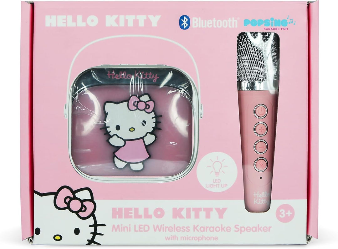 Hello Kitty Mini LED Wireless Karaoke Lautsprecher mit Bluetooth Mikrofon Pink Farbwechsel Lichter