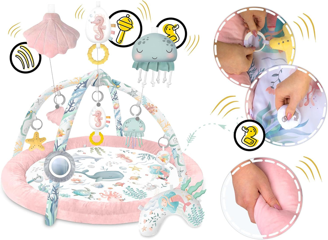 Nukido Spieldecke Mit Spielbogen Baby Spielmatte Babyspieldecke Krabbeldecke 7 Spielzeuge Und Kissen