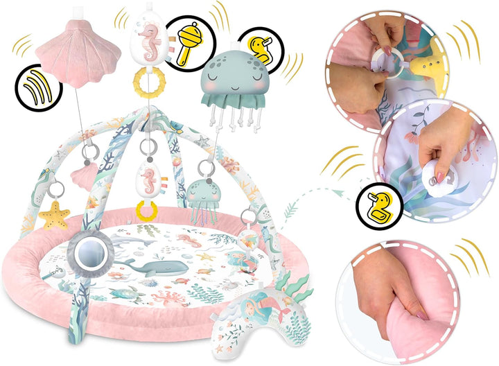 Nukido Spieldecke Mit Spielbogen Baby Spielmatte Babyspieldecke Krabbeldecke 7 Spielzeuge Und Kissen