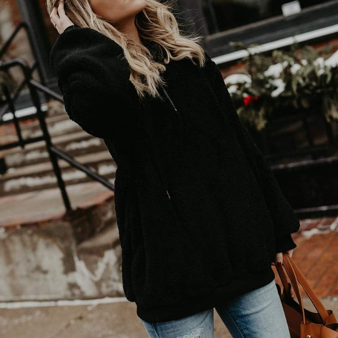 Durio Hoodie Damen Fleece Kapuzenpulli Teddy Fleece Pullover Oversize Sweaterpullover Winter Warm, S