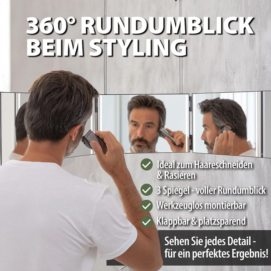 Sichler Beauty Türspiegel: 360°-Akku-LED-Tür-Spiegel, Teleskophaken, höhenverstellbar, klappbar (Mak