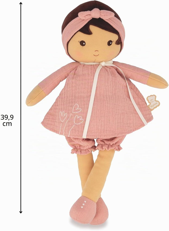 KALOO - Tendresse - Meine Erste Stoffpuppe Amandine - 40 cm Grosse Puppe - Musselinkleid - Dunkler T