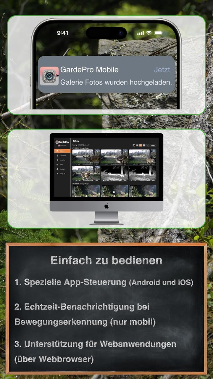 GardePro X50 Pro Max 4G LTE Wildkamera mit Live-Streaming, Wiederaufladbare 8000mAh Batterie, integr