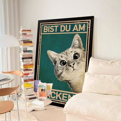 A3 Katze Bild Poster, Bist du am kacken Badezimmer Bilder, Vintage Lustige Wanddekoration für Bad WC