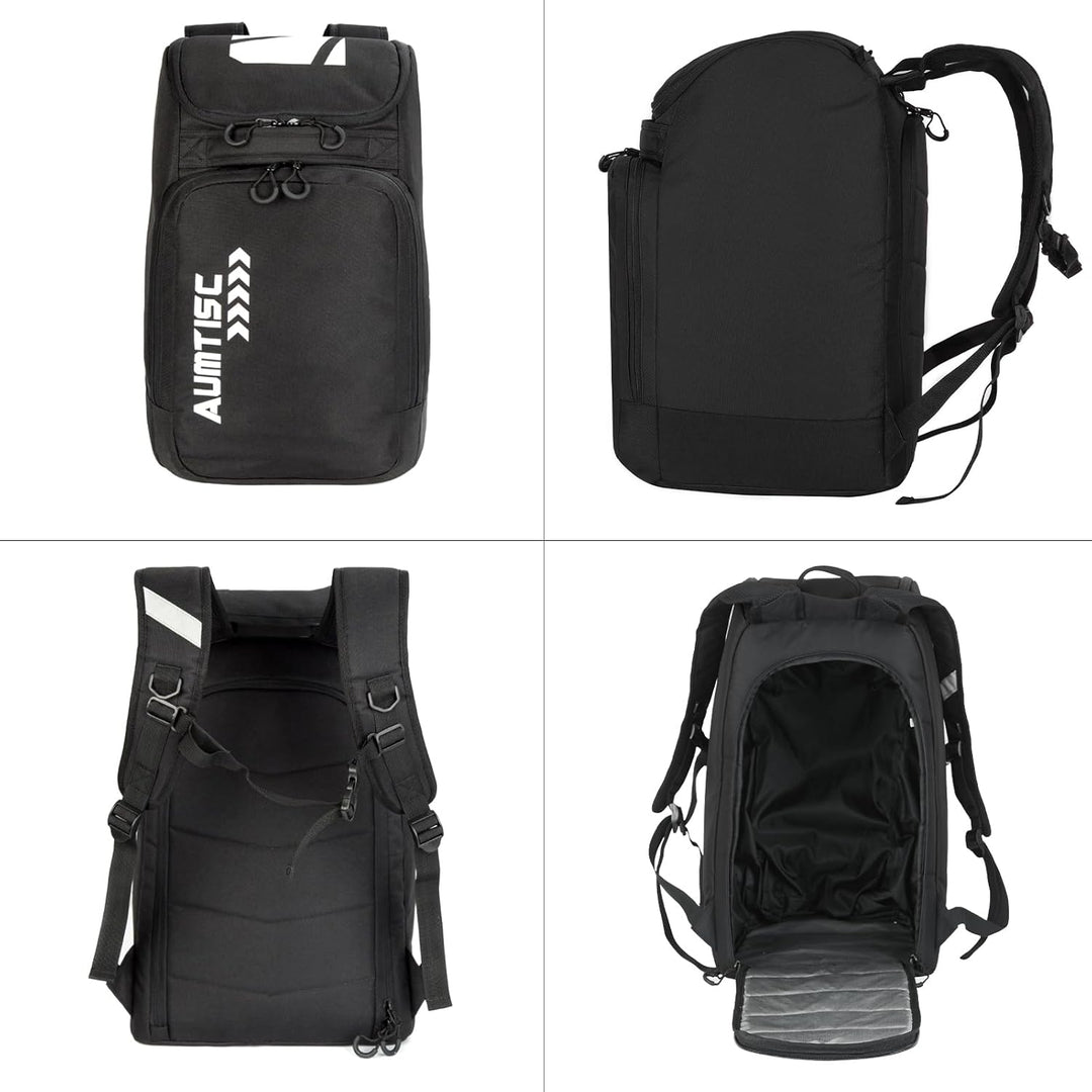 AUMTISC Skischuhtaschen mit Helmfach und Rucksackgurten, Skirucksack Skischuhrucksack mit Helmtasche