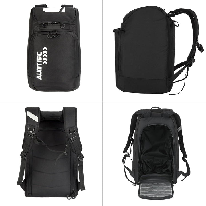 AUMTISC Skischuhtaschen mit Helmfach und Rucksackgurten, Skirucksack Skischuhrucksack mit Helmtasche
