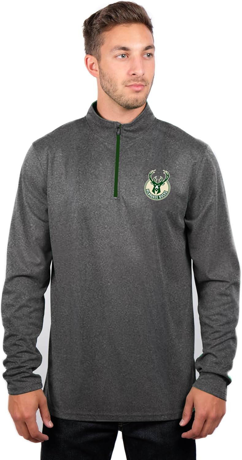 Ultra Game Offizielles NBA-Langarmshirt für Herren mit Viertelreissverschluss XL Anthrazit Meliert,