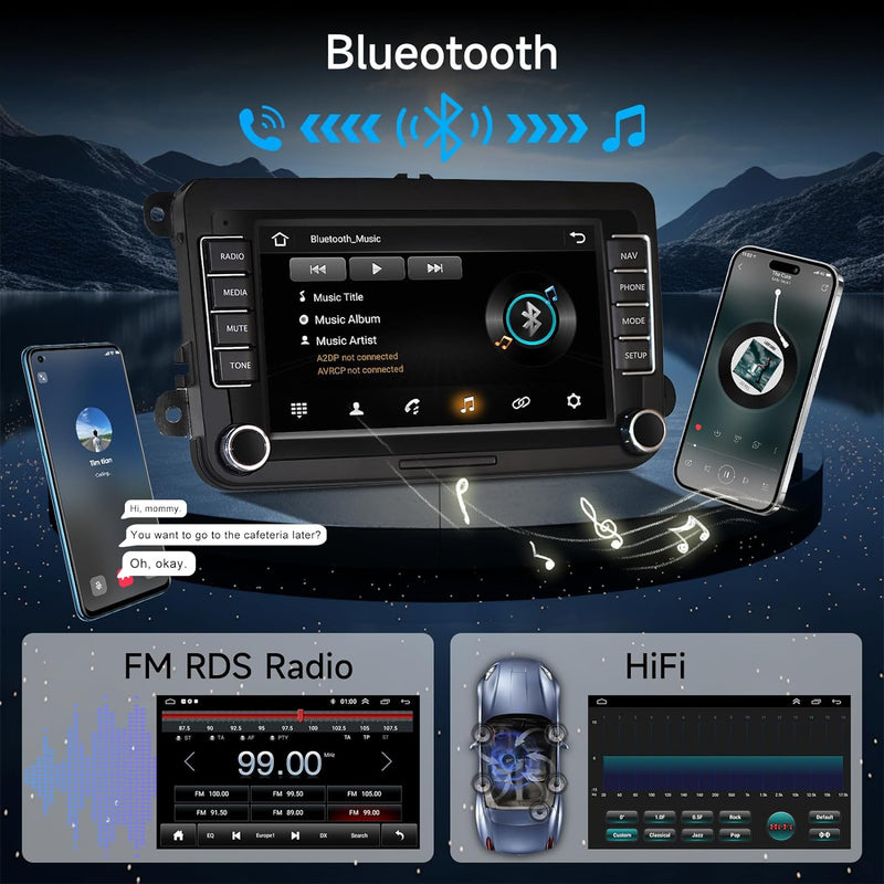 Hodozzy 2+64G Android Autoradio für VW Passat Golf Polo Caddy Bettle Touran Tiguan Jetta für Seat Sk