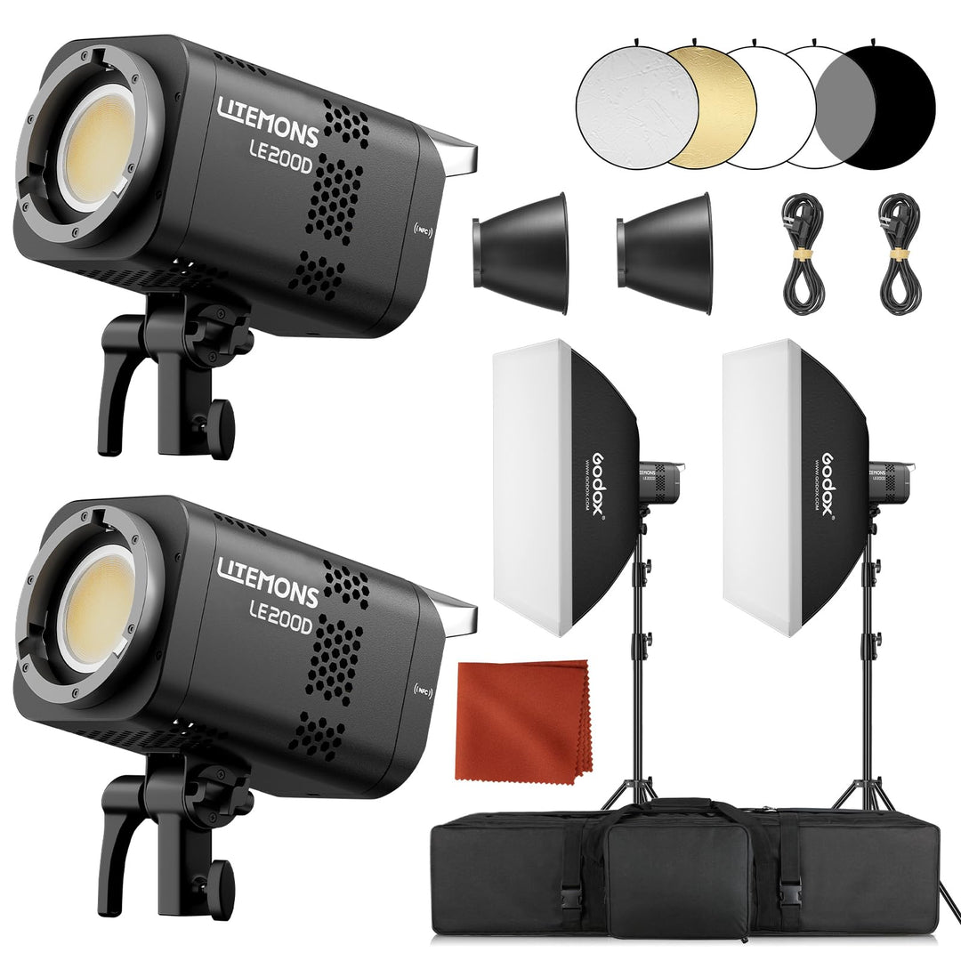Godox 2-Pack LE200D Videolight Kit Black Edition black 2-Pack LE200D, black 2-Pack LE200D