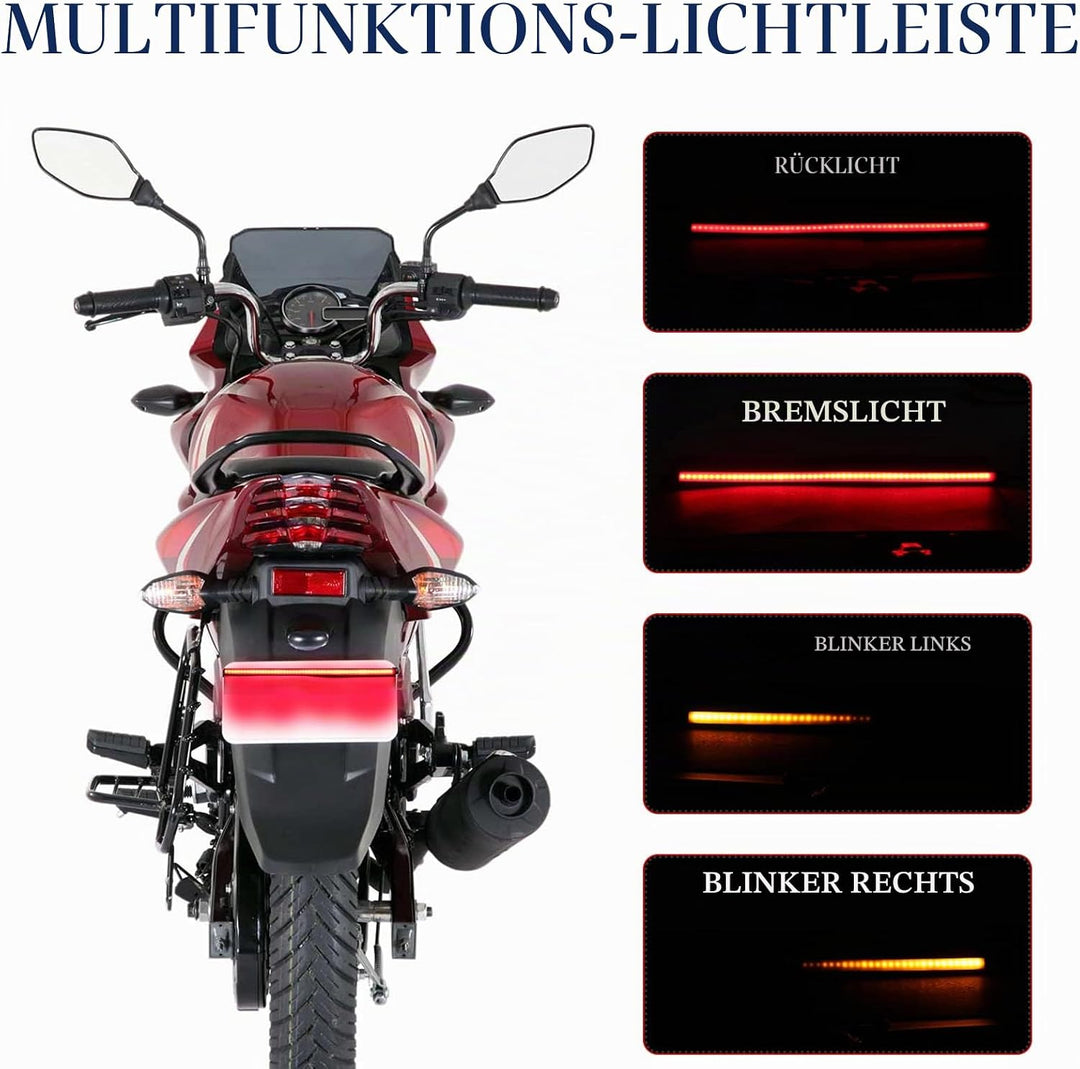 JMTBNO Motorrad LED Rücklicht Bremslicht Blinker Streifen 28cm 108 LED Mini Flexibles Flowing Signal