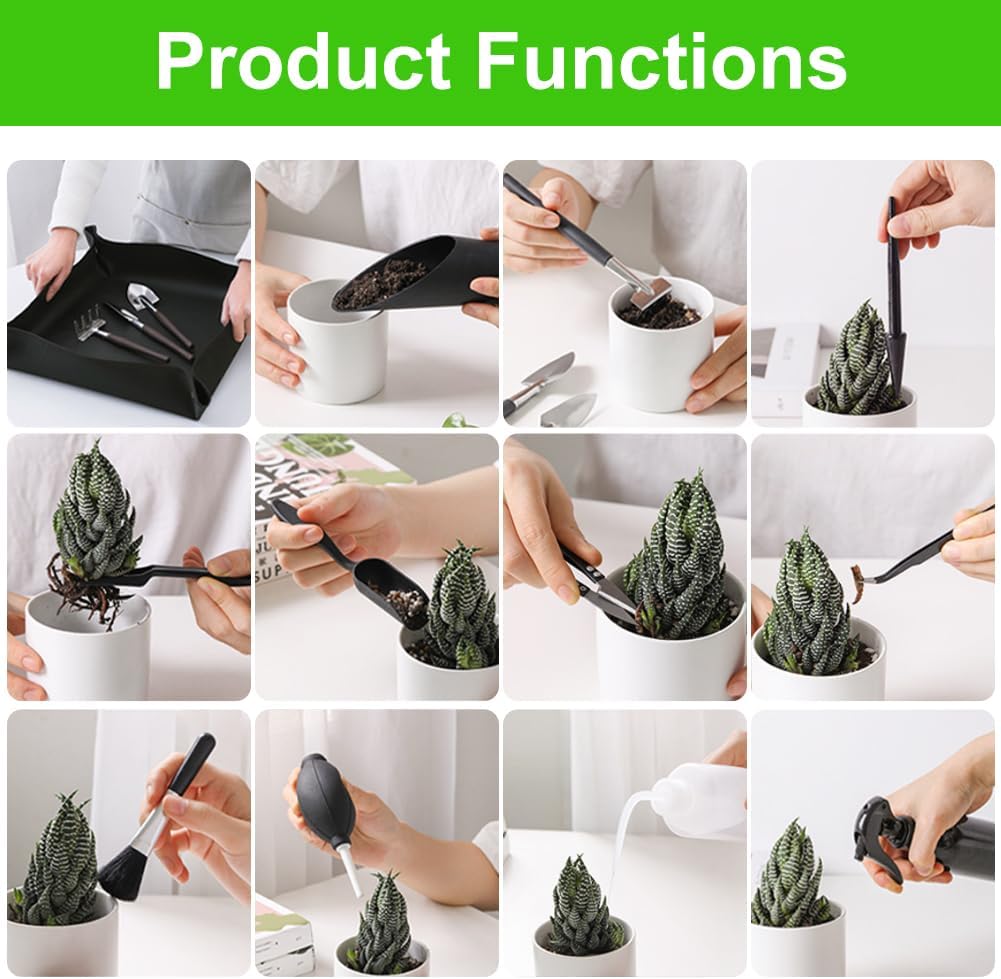 Bonsai Werkzeug Set 16 Stück mit wasserdichte Umtopfmatte, Bonsai Starter Kit, Bonsai Set Starter Ki