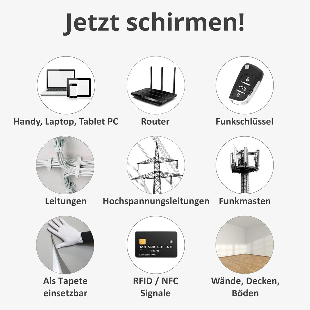 AntiSpyShop Abschirmgewebe | Handy Strahlung, Router, Funk, Strahlenschutz, leitfähig | CW1 (1 x 2 m