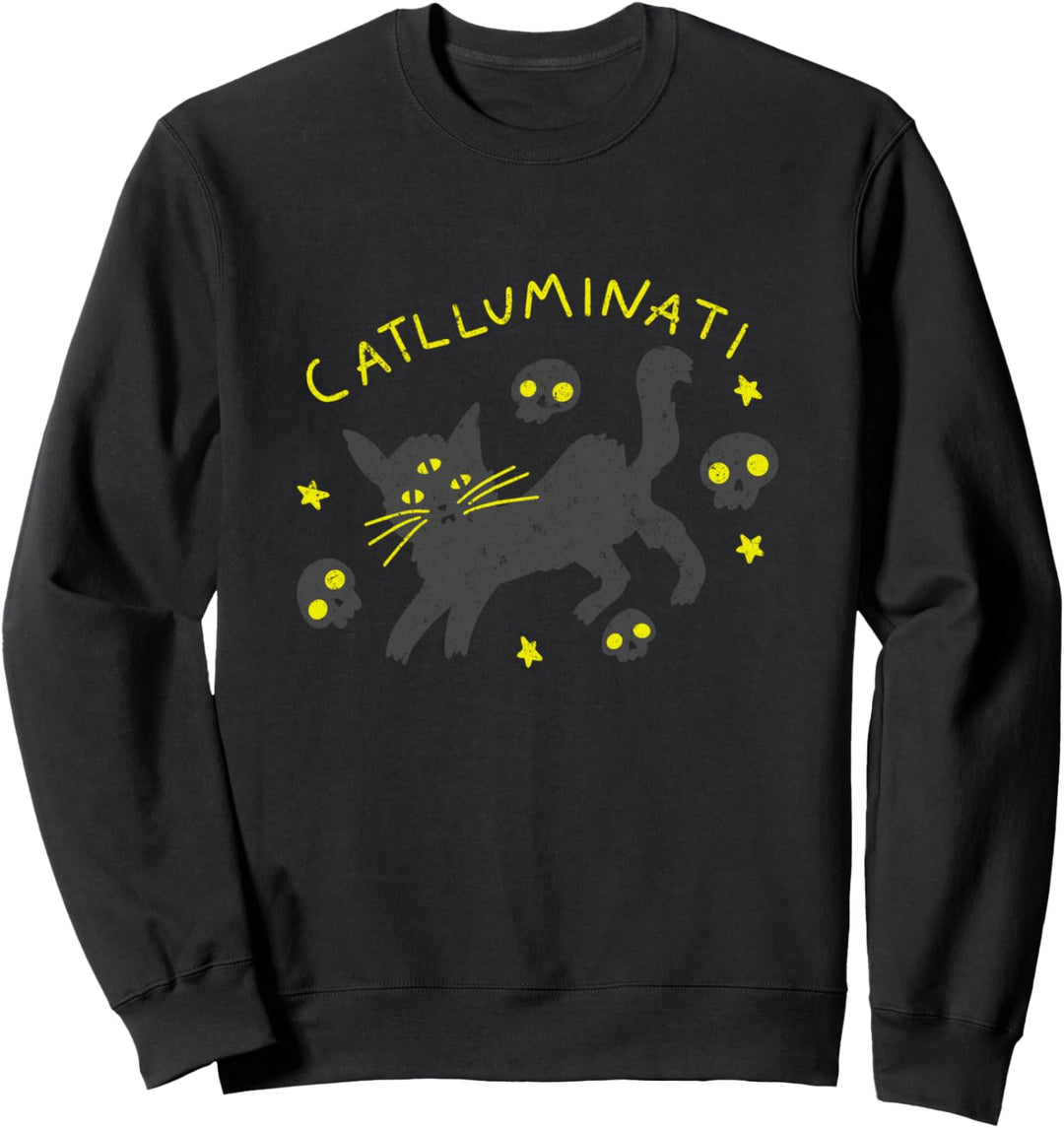 Illuminati Verschwörung Gothic Cat NWO Occult Wicca Witch Sweatshirt