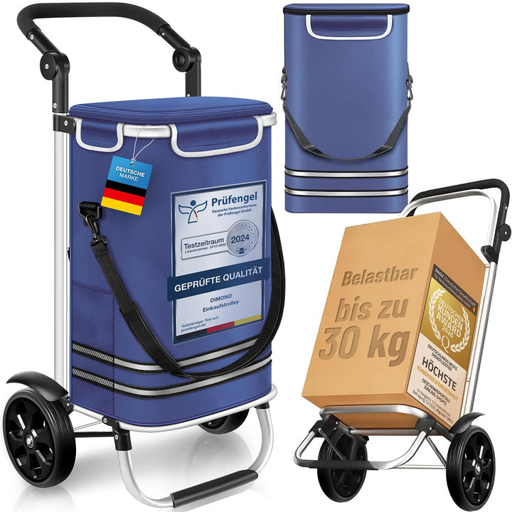 Dimono® Einkaufstrolley Klappbarer 3 in1 Trolley zum Einkaufen; 56 Liter inkl. Kühlfach; Transportwa