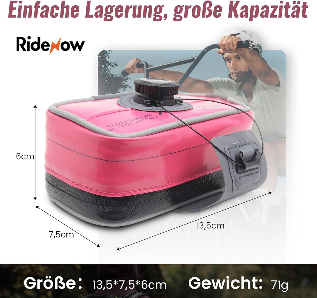 RIDENOW Fahrrad Satteltasche Fahrradtasche aus recycelten TPU-Schläuchen & Gummischläuchen, mit BOA-