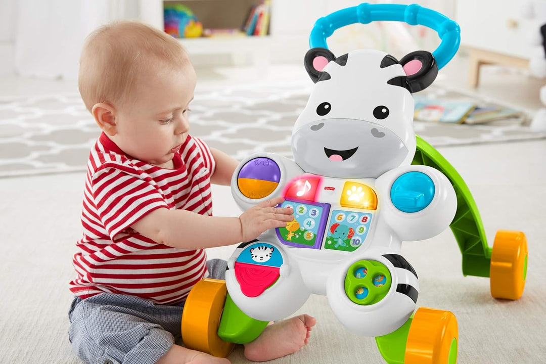Fisher-Price Lern mit mir - Zebra Lauflernwagen, musikalisches Aktivitäts- und Gehspielzeug mit Lern