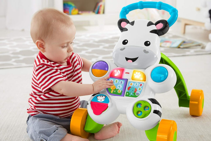 Fisher-Price Lern mit mir - Zebra Lauflernwagen, musikalisches Aktivitäts- und Gehspielzeug mit Lern