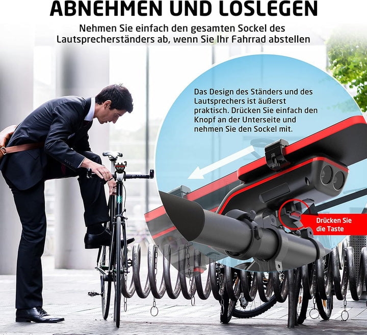 UPPEL Fahrrad Bluetooth Lautsprecher Multifunktions Wasserdichtes Fahrrad Audio - Powerbank/Klingel/