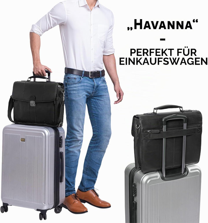 STILORD 'Havanna' Leder Businesstasche A4 Gross Klassische Aktentasche Arbeitstasche Abnehmbarer Sch
