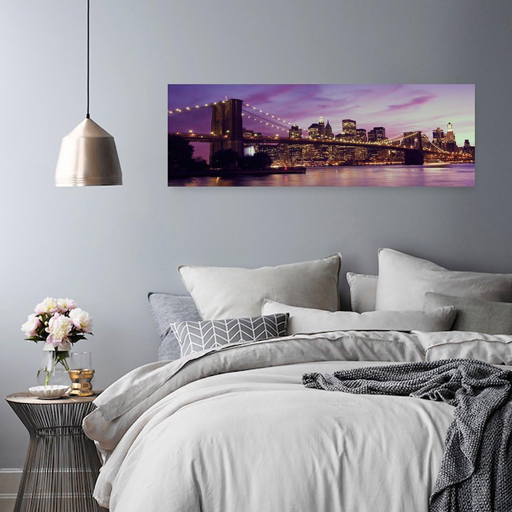 Feeby Frames, Leinwandbild, Bilder, Wand Bild, Wandbilder, Kunstdruck 30x90cm, BROOKLYN BRIDGE, NEW