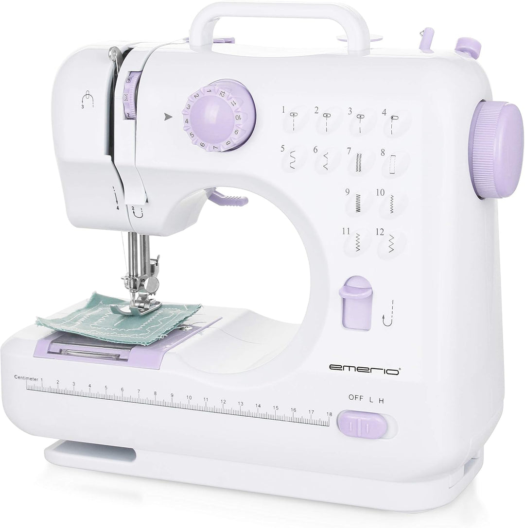 Emerio Nähmaschine für Kinder & Anfänger, SEW-121820, 12 Stichmuster, Mini Nähmaschine mit Fusspedal