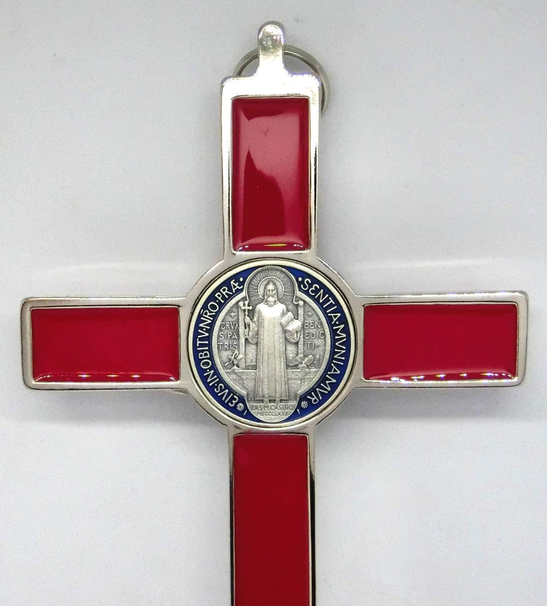 GTBITALY 10.004.11 Kreuz Silber Rot St. Benedikt 20 cm emailliert mit Box Geschenkbox Gift Prete Exo