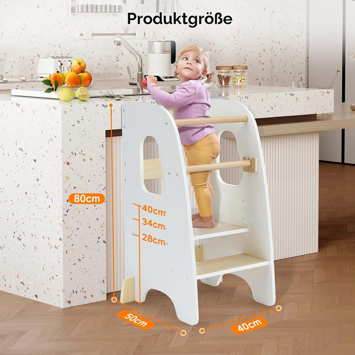 Ezebaby Lernturm ab 1 Jahr, Learning Tower, Höhenverstellbar Montessori Lernturm mit Kippschutz, Abn