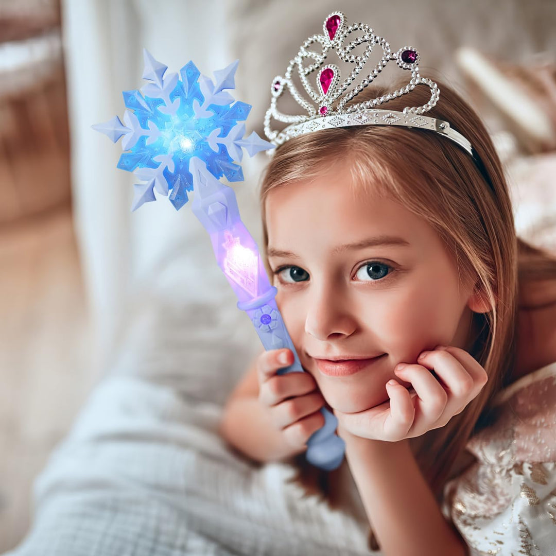 Gadpiparty Leuchtendergefrorenerschneeflocken-Zauberstabfürkinder Rotierendespielzeugprinzessin Sens