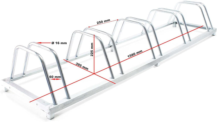 Fahrradständer für 5 Räder 158x39x25cm verzinkt und für Wandmontage