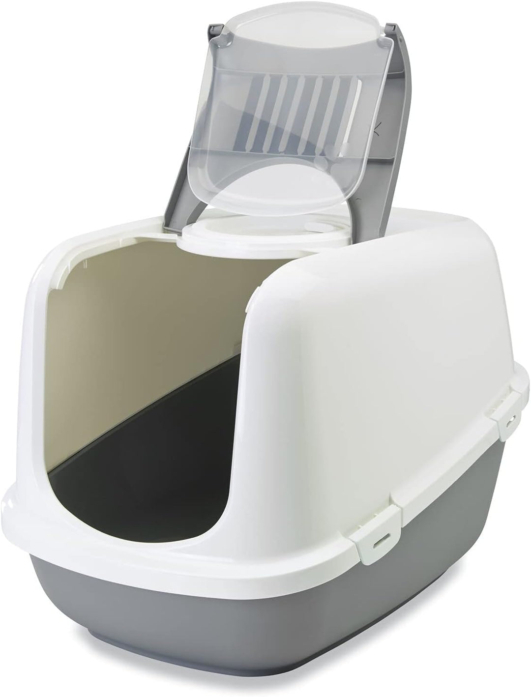 XXL Katzentoilette NESTOR JUMBO weiss-grau speziell für grosse Katzenrassen