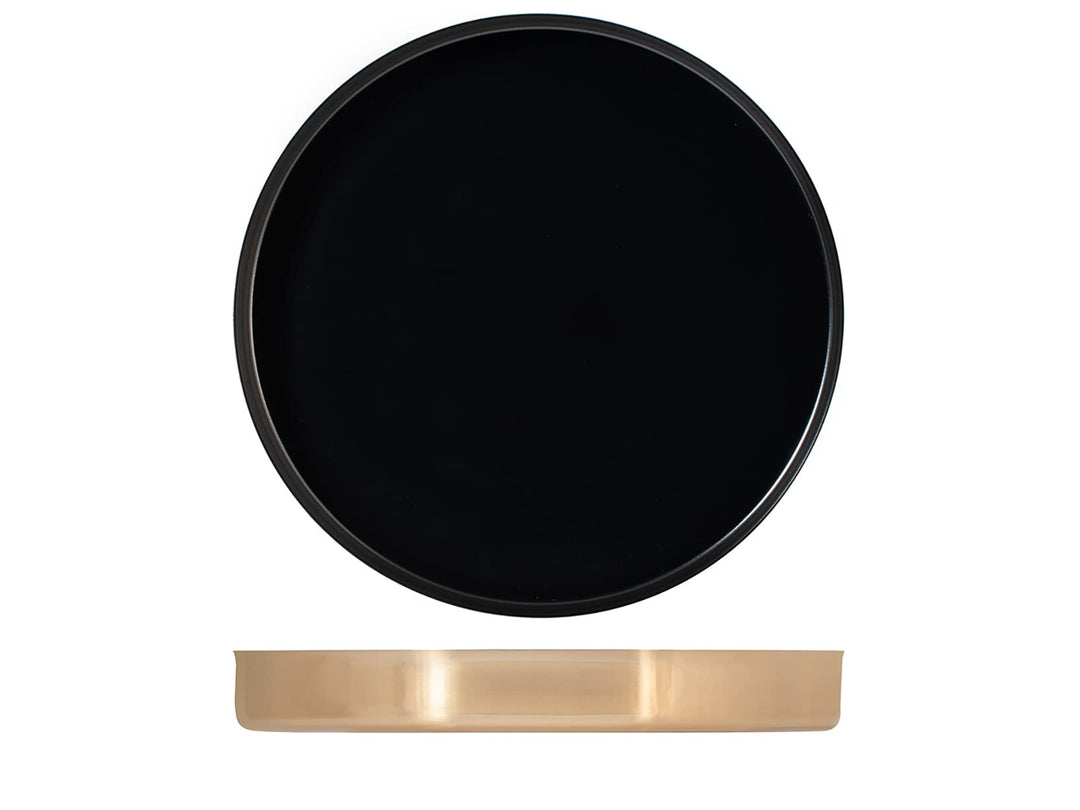 H&h Tablett aus Edelstahl, rund, schwarz, 32 cm Farbe: Schwarz, 32 cm, Farbe: Schwarz, 32 cm