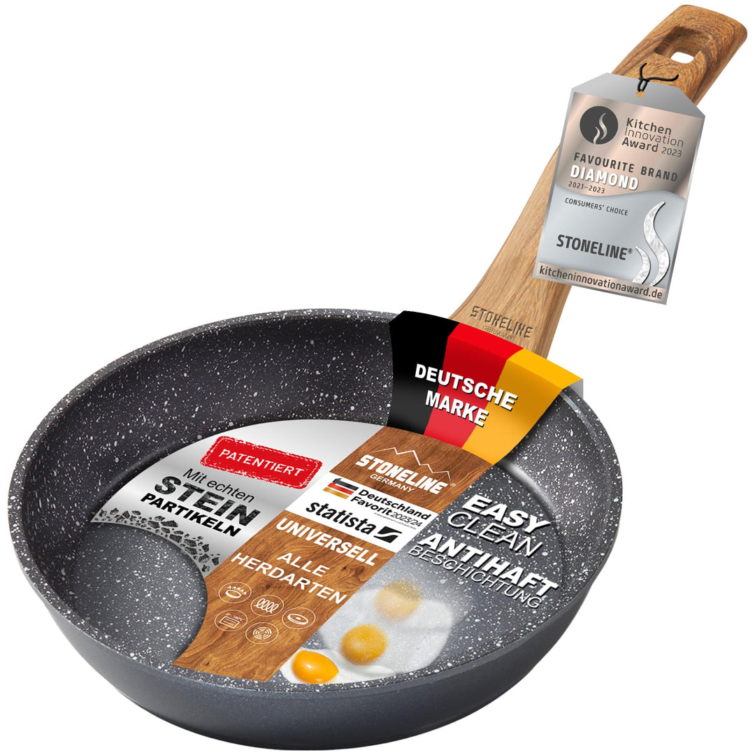 STONELINE Back to Nature Bratpfanne, 18 cm, antihaftbeschichtete Pfanne mit echten Steinpartikeln, a