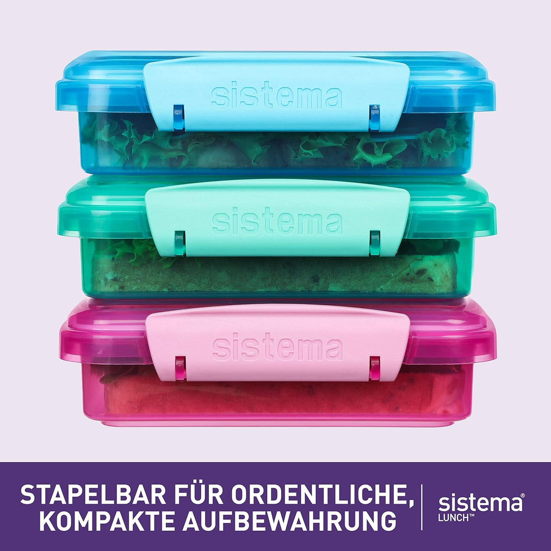 Sistema Brotdose Sandwichbox | 450 ml | stapelbare und luftdichte Lunchbox mit Deckel | Lunchbox Kin