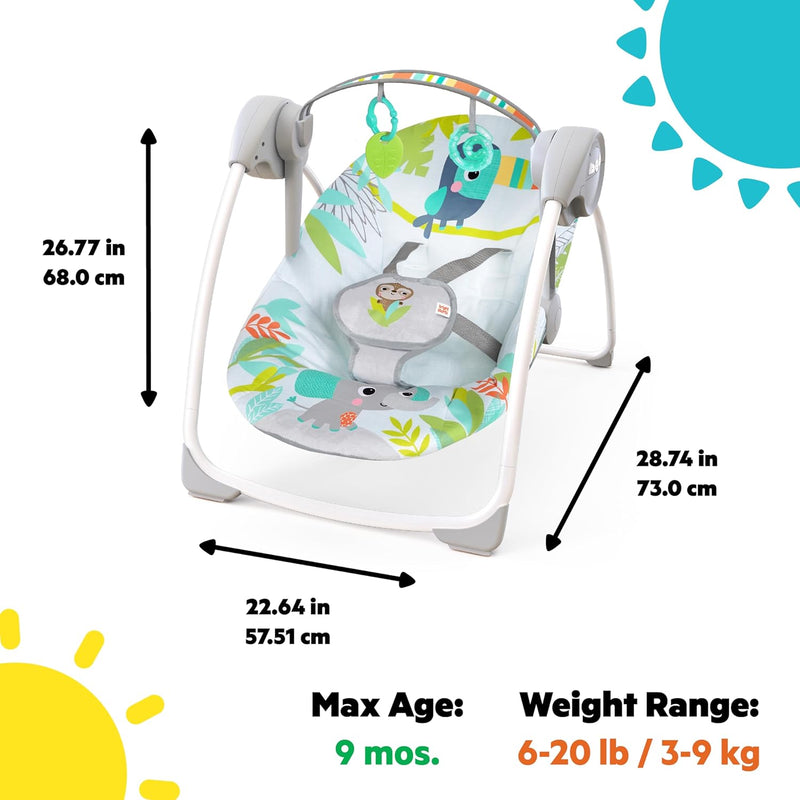 Bright Starts, Rainforest Vibes, tragbare und kompakte Schaukel mit 6 Schaukelgeschwindigkeiten, abn