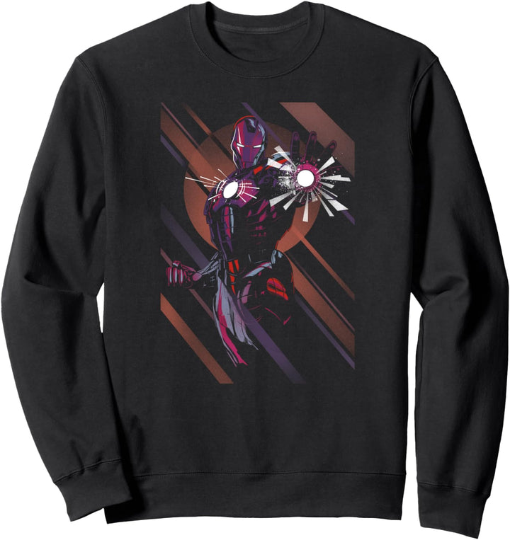Marvel Iron Man Dark Retro Striped Portrait Sweatshirt