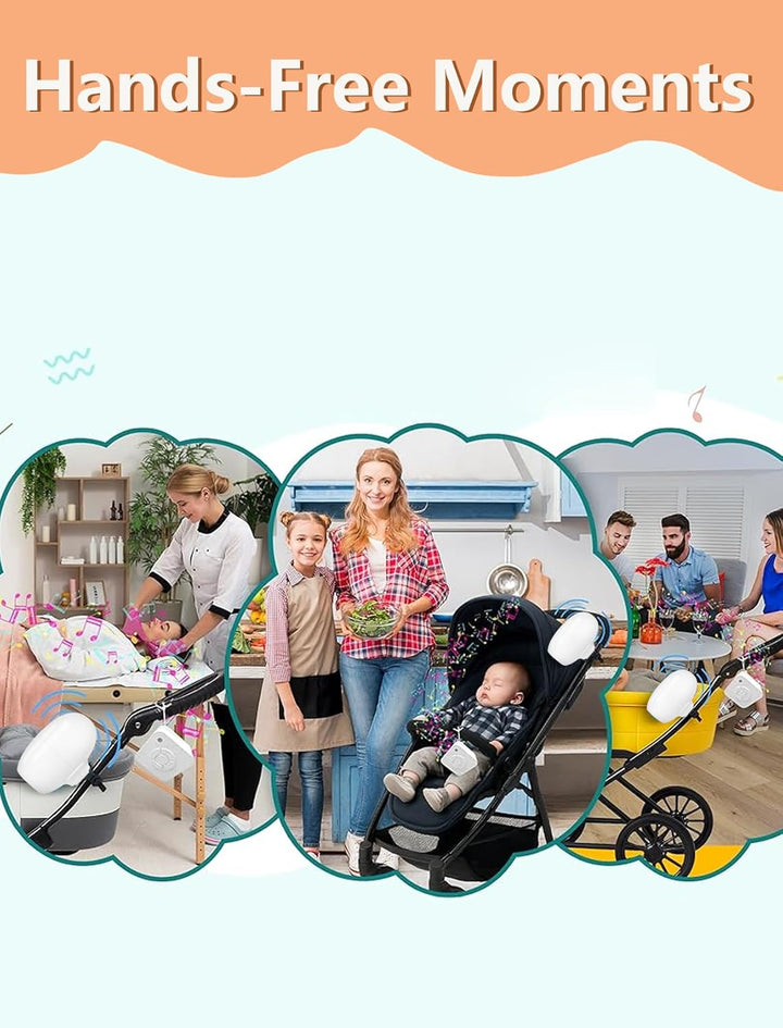Kinderwagenschaukler, Einschlafhilfe Baby Wiederaufladbar (USB-C), 5 Einstellbare Schaukelintensität