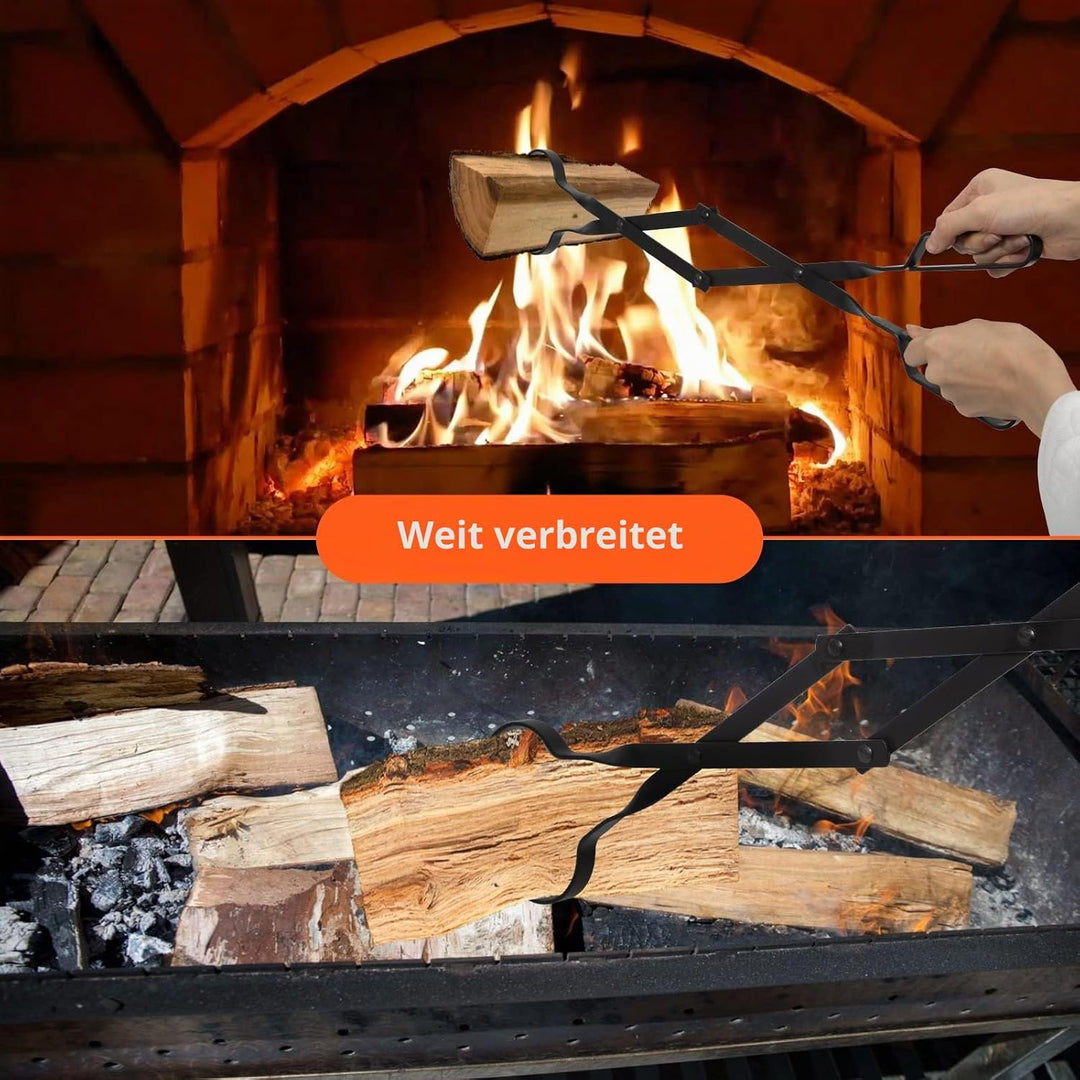 Kohlezange Kaminzange Lange, Uten faltbar Schwerlast Feuerzange 64cm kompakt Lagerfeuer, Grill, Kami