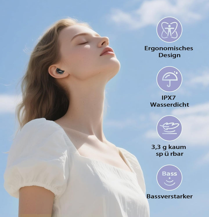 Bluetooth Kopfhörer, Schlafkopfhörer, In-Ear Kopfhörer Kabellos Bluetooth 5.4, Hi-Fi Sound mit ANC+E