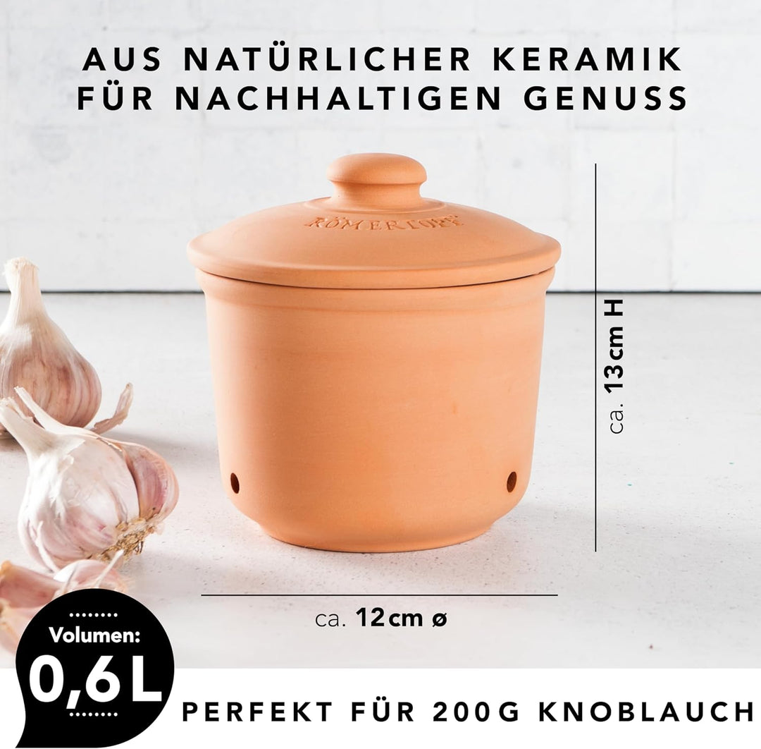 Römertopf Knoblauchtopf aus natürlicher Keramik Ø 12,5cm terrakotta