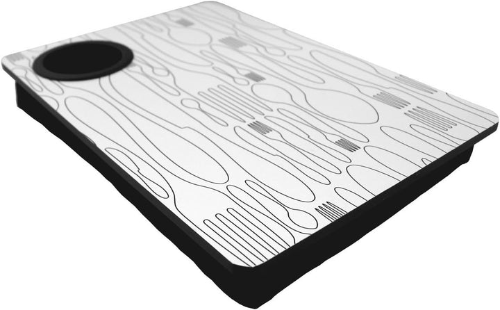 PrimoLiving Knietablett mit Tassenhalterung - 41 x 28,2 x 7,5 cm – Tablett als Laptopunterlage – Sof