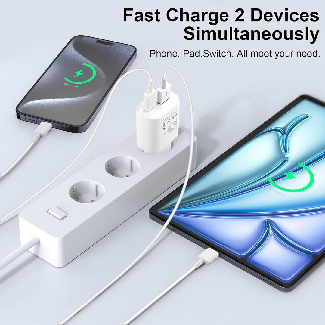 2er-Pack 25W USB C Ladegerät, Schnellladegerät Adapter Netzteil für iPhone 17/16/15/16 Pro/16 Pro Ma