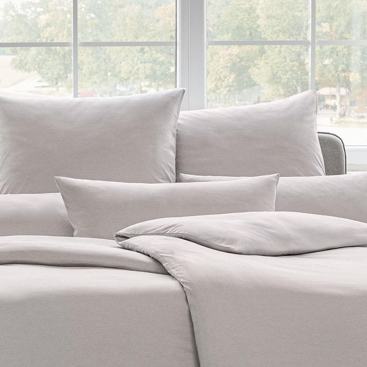 ESTELLA Mako Interlock Jersey Bettwäsche Uni Takoma Silber, 1 Bettbezug 135 x 200 cm + 1 Kissenbezug