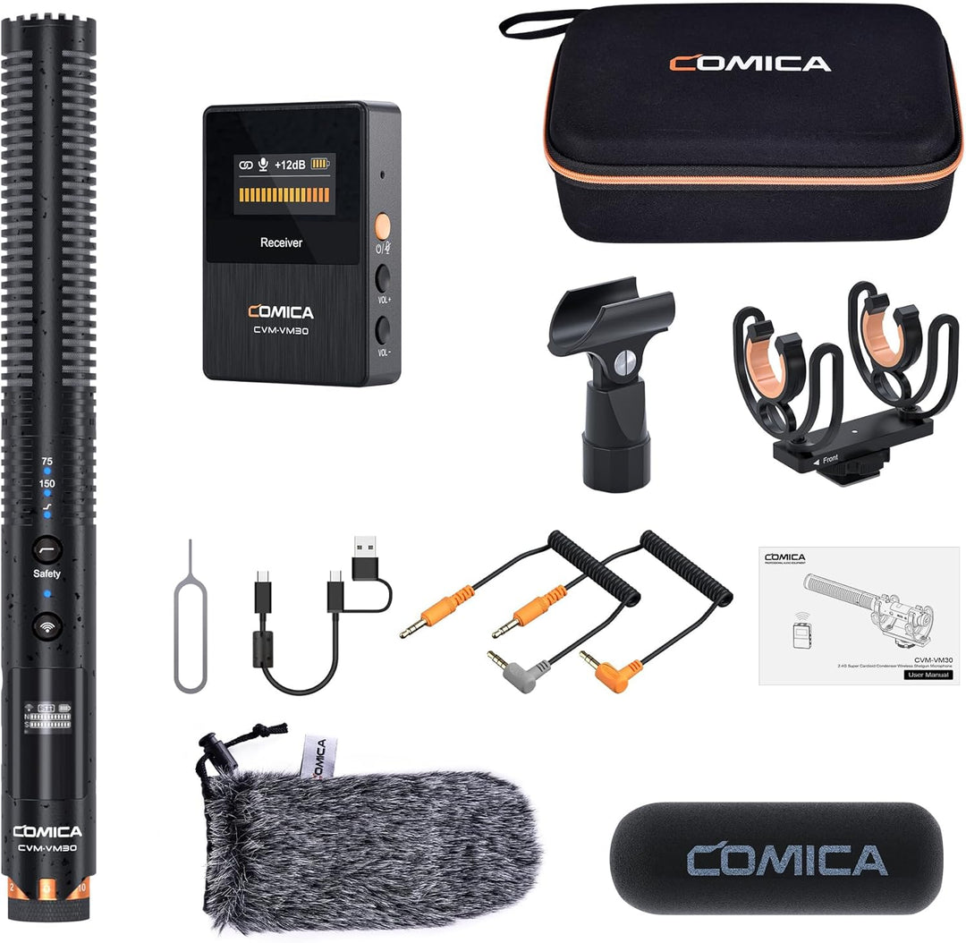 COMICA VM30 kabelloses Shotgun Mikrofon für Kamera Supernieren Richtmikrofon, Kamera Mikrofon mit 3,