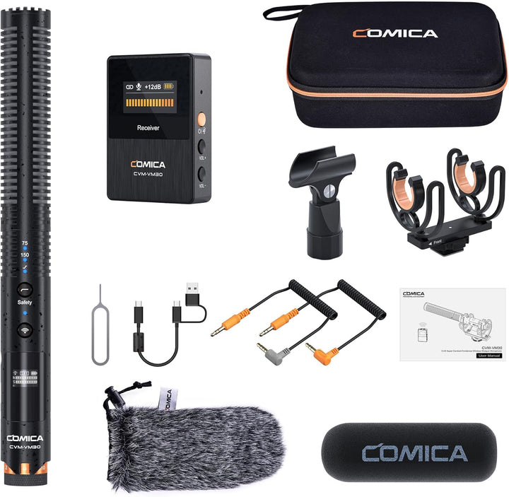 COMICA VM30 kabelloses Shotgun Mikrofon für Kamera Supernieren Richtmikrofon, Kamera Mikrofon mit 3,