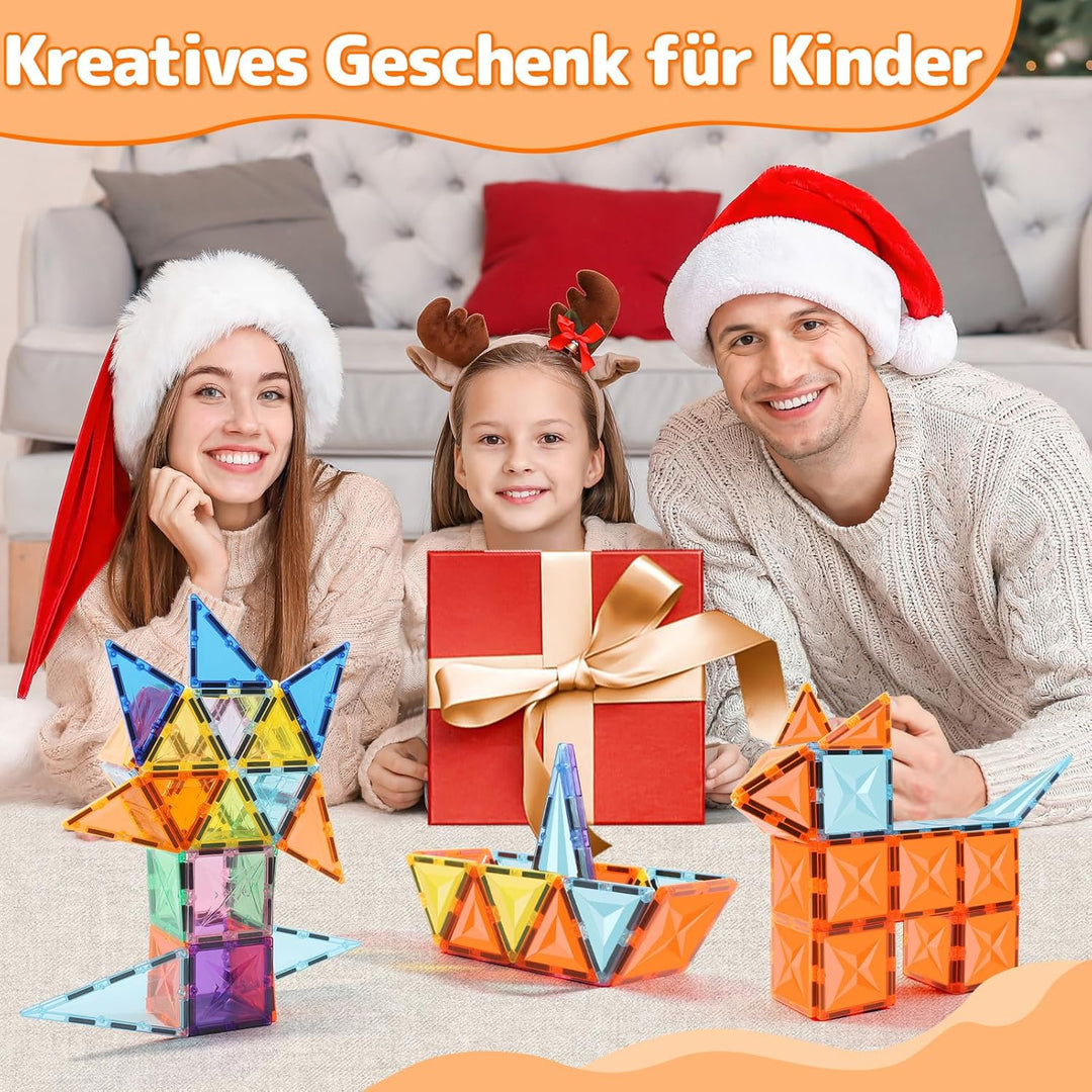 Magnetbausteine, 40 STK Magnetische Bausteine für Kinder, pädagogisches Konstruktionsspielzeug mit M