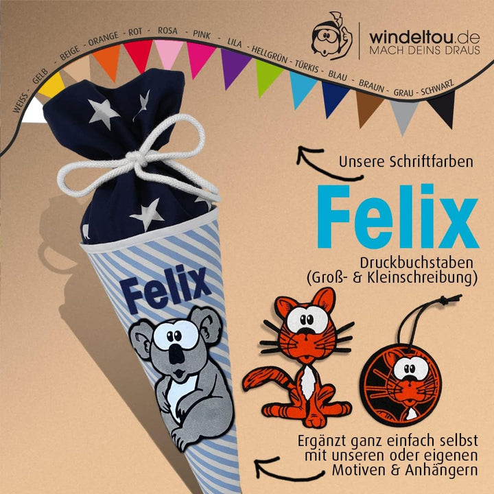 Hochwertige 35 cm Schultüte, Zuckertüte in HELLBLAU | Start deiner Kreativität | Ideal zur Gestaltun