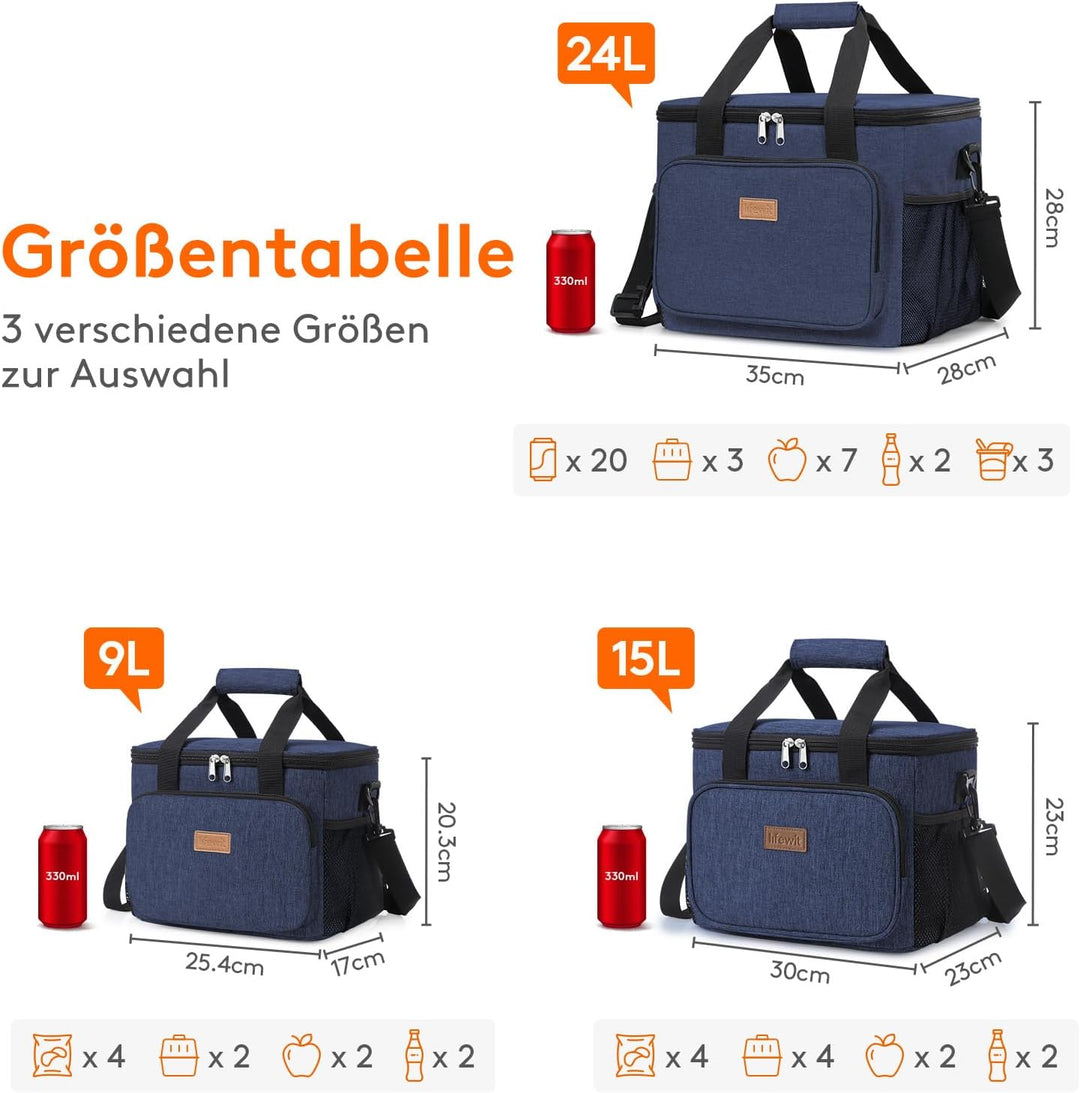 Lifewit Kühltasche 15L, Lunch Tasche Faltbar, Lunch Bag für Herren und Damen, Isolierte Tasche mit R