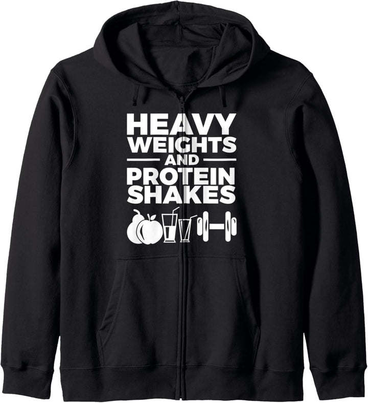 Funny Lifting Bodybuilding Schwere Gewichte und Protein-Shakes Kapuzenjacke