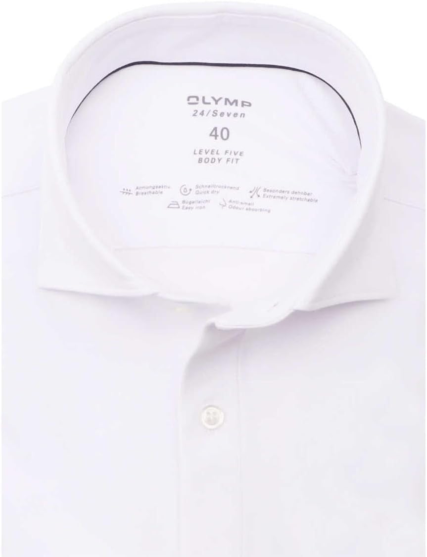 OLYMP Level Five 24/Seven Body fit Hemd extra Langer Arm Haifischkragen weiss 39 Weiss, 39 Weiss